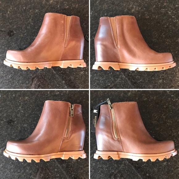 New Sorel Joan of Arctic Wedge III Zip Bootie, Brown Waterproof Leather Boots - Picture 9 of 16